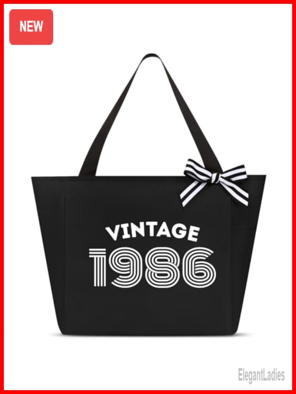 Vintage 1986 40th Birthday Tote Bag Water Resistant Nylon Gift for Women